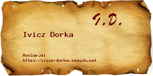 Ivicz Dorka névjegykártya